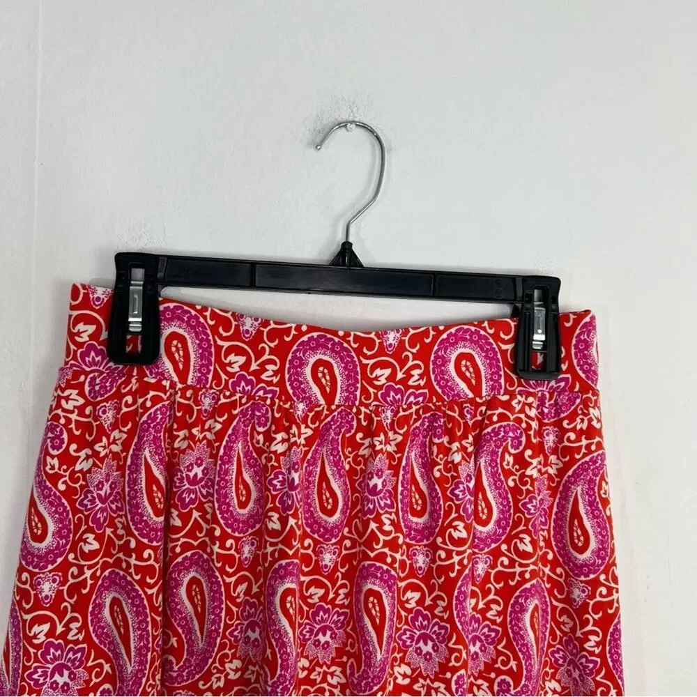Boden Pull On Jersey Enchanted Paisley Pink Print Skirt Size 6 Petite